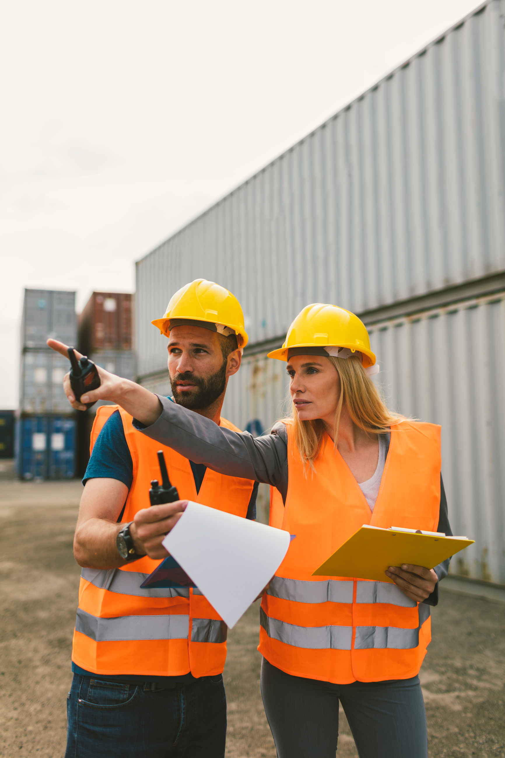 Inspectors checking cargo containers